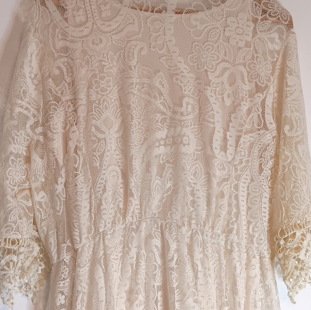 REBA COUNTRY WESTERN NATURAL CREAM CROCHET LACE RHIANNON MIDI DRESS NEW - Picture 12 of 16